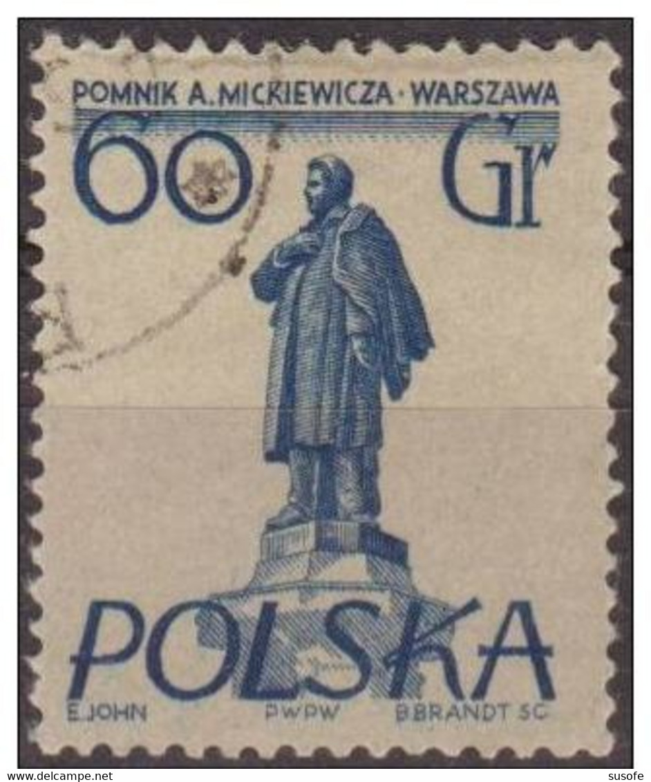 Polonia 1955 Scott 674 Sello * Monumentos De Varsovia Adam Mickiewicz Michel 913 Yvert 808 Polska Stamps Timbre Pologne - Ongebruikt