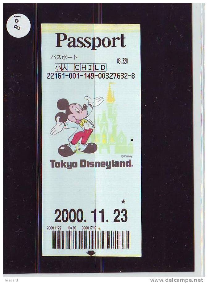 DISNEY PASSPORT JAPON * TOKYO DISNEYLAND JAPAN (108) PASS * TICKET * VINTAGE  * CHILD * 2000 - Disney