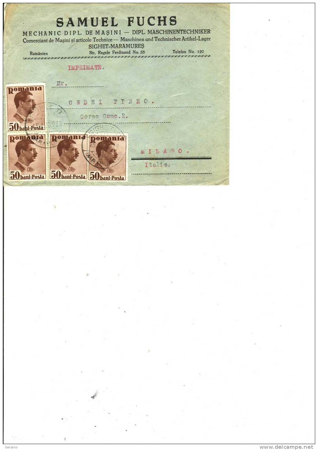 Romania 1938 - Postmark Collection