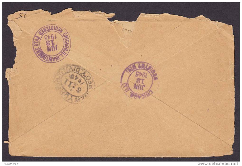 France Recommandée Registered PARIS FDC Cover + Card 16th Of May 1945 To CHICAGO USA Etats Unis (3 Scans) RARE !! - ....-1949