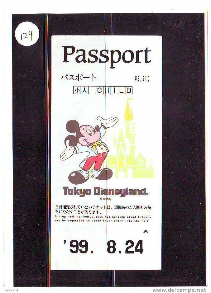 DISNEY PASSPORT JAPON * TOKYO DISNEYLAND JAPAN (124) PASS * TICKET * VINTAGE  * CHILD * 1999 - Disney