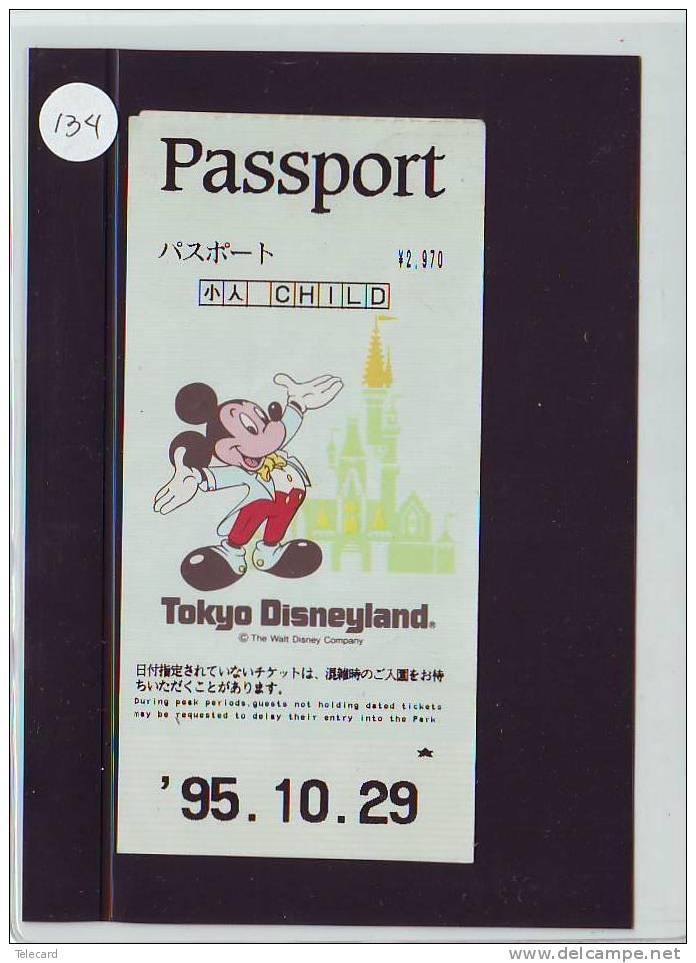 DISNEY PASSPORT JAPON * TOKYO DISNEYLAND JAPAN (134) PASS * TICKET * VINTAGE  * CHILD * 1995 - Disney