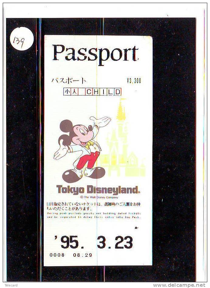 DISNEY PASSPORT JAPON * TOKYO DISNEYLAND JAPAN (139) PASS * TICKET * VINTAGE  * CHILD * 1995 - Disney
