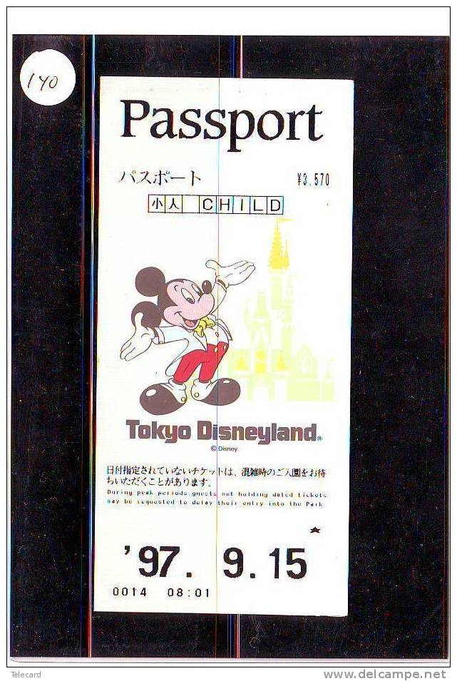 DISNEY PASSPORT JAPON * TOKYO DISNEYLAND JAPAN (140) PASS * TICKET * VINTAGE  * CHILD * 1997 - Disney