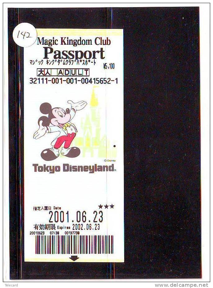 DISNEY PASSPORT JAPON * TOKYO DISNEYLAND JAPAN (142) PASS * TICKET * VINTAGE  * MAGIC KINGDOM CLUB * ADULT * 2001 - Disney