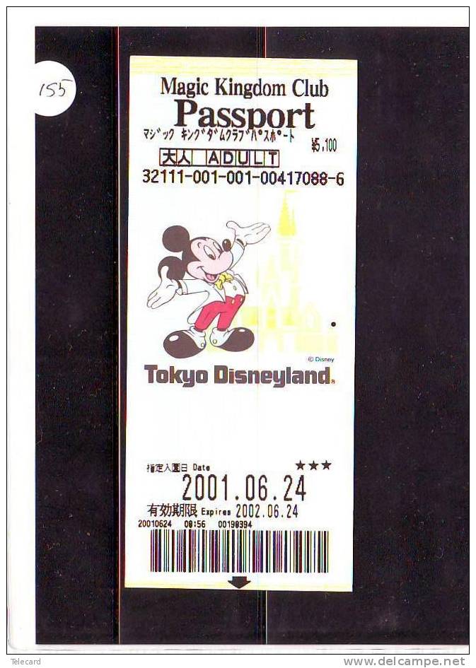 DISNEY PASSPORT JAPON * TOKYO DISNEYLAND JAPAN (155) PASS * TICKET * VINTAGE  * MAGIC KINGDOM CLUB * ADULT * 2001 - Disney