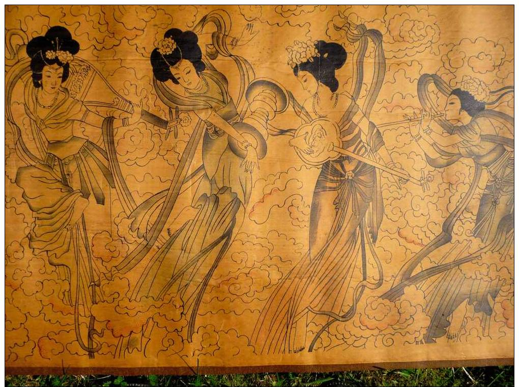 Vintage, Ancienne Peinture Chinoise Fées De Dunhuang ép. QUING  - Vintage Old Paintings From Dunhuang Fairy Thick. Quing - Aziatische Kunst