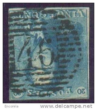 N°2 - Epaulette 20 Centimes Bleue, TB Margée, Obl. P.46 GEDINNE Bien Nette - 6812 - 1849 Mostrine