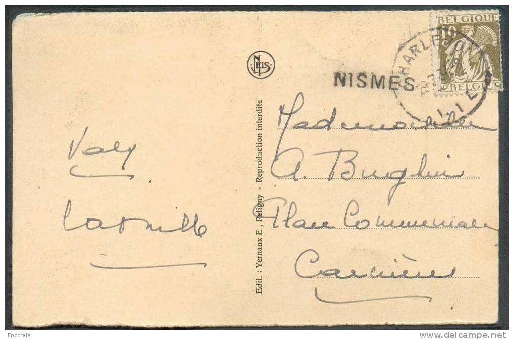 N°337 - 10 Centilmes Cérès Obl. Sc CHARLEROI S/.C.V Du 29-7-1937 + Griffe NISMES Vers Carrières - 6831 - 1932 Ceres And Mercurius