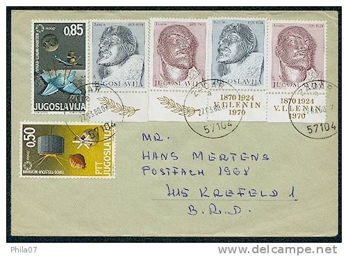 Yugoslavia - Letter With Four Lenin Stamps Issued For The Occasion Of 100 Years Of His Birth 1870.-1970. And Two Stamps - Lénine