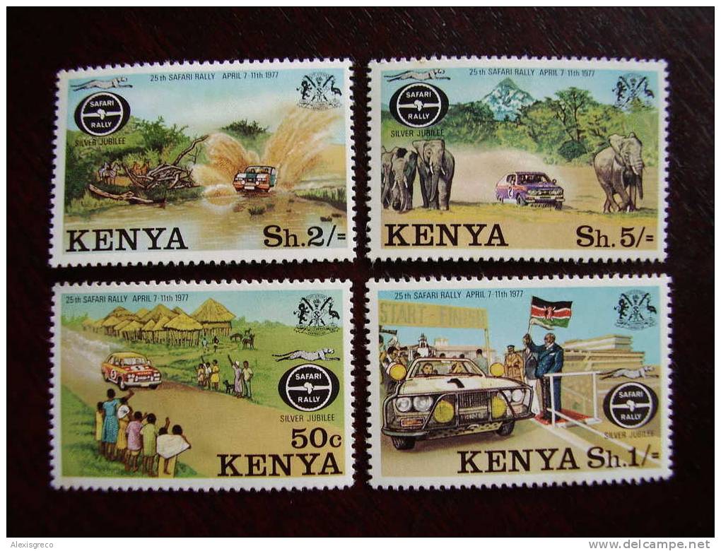 KENYA 1977 SAFARI RALLY  FULL SET (4 Values) MNH. - Kenia (1963-...)