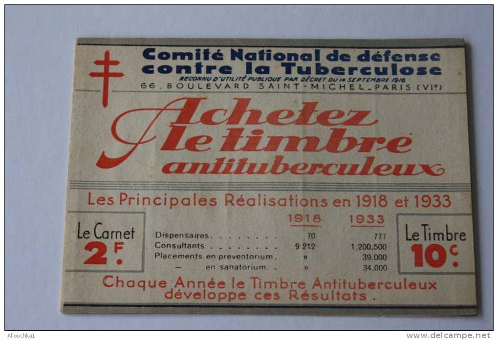 1932 > CARNET DE 20 VIGNETTES :COMITE NATIONAL CONTRE LA TUBERCULOSE>ANTITUBERCULE UX>ERRINOPHILIE  COMPLET >Publicité - Bmoques & Cuadernillos