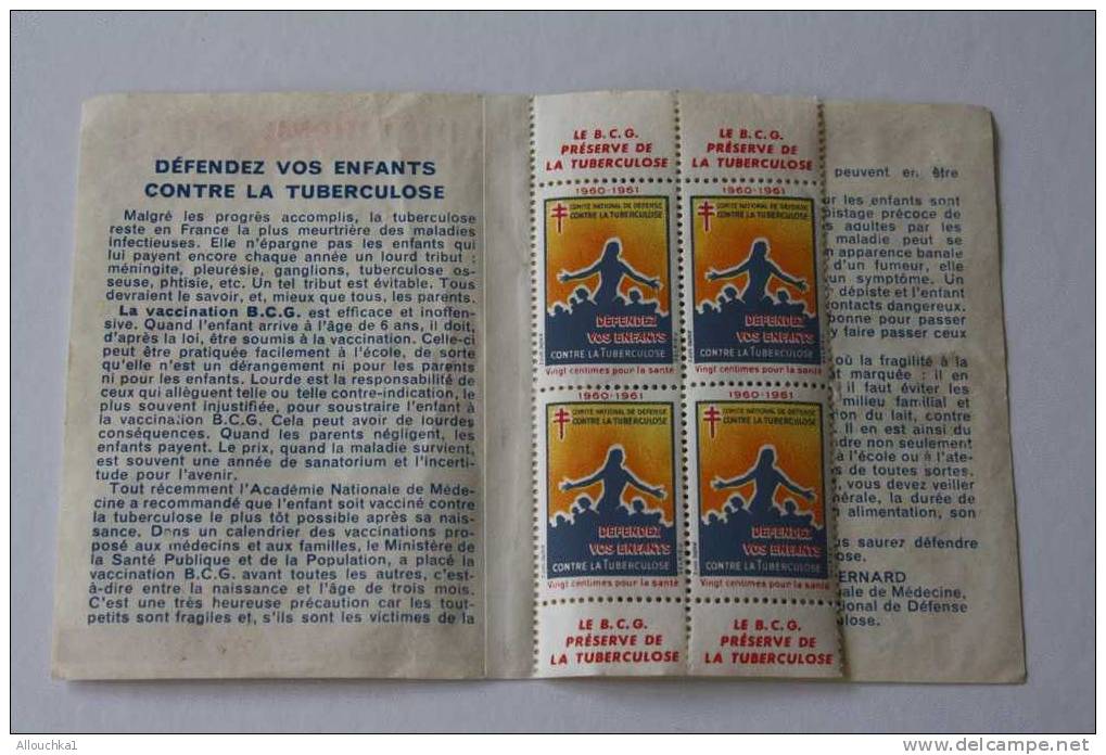 1961 > CARNET DE 4 VIGNETTES :COMITE NATIONAL CONTRE LA TUBERCULOSE>ANTITUBERCULEUX 30é >ERRINOPHILIE>Publicité - Blocks & Sheetlets & Booklets