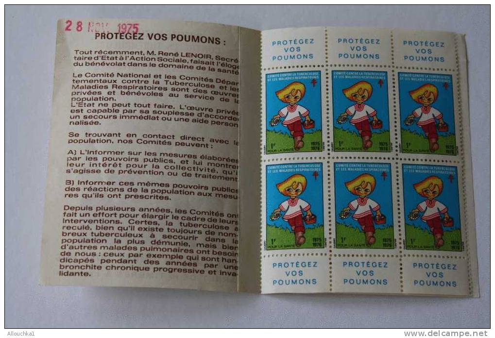 1975/76 > CARNET DE 6 VIGNETTES :COMITE NATIONAL CONTRE LA TUBERCULOSE>ANTITUBERCULEUX >ERRINOPHILIE>Publicité - Blokken & Postzegelboekjes