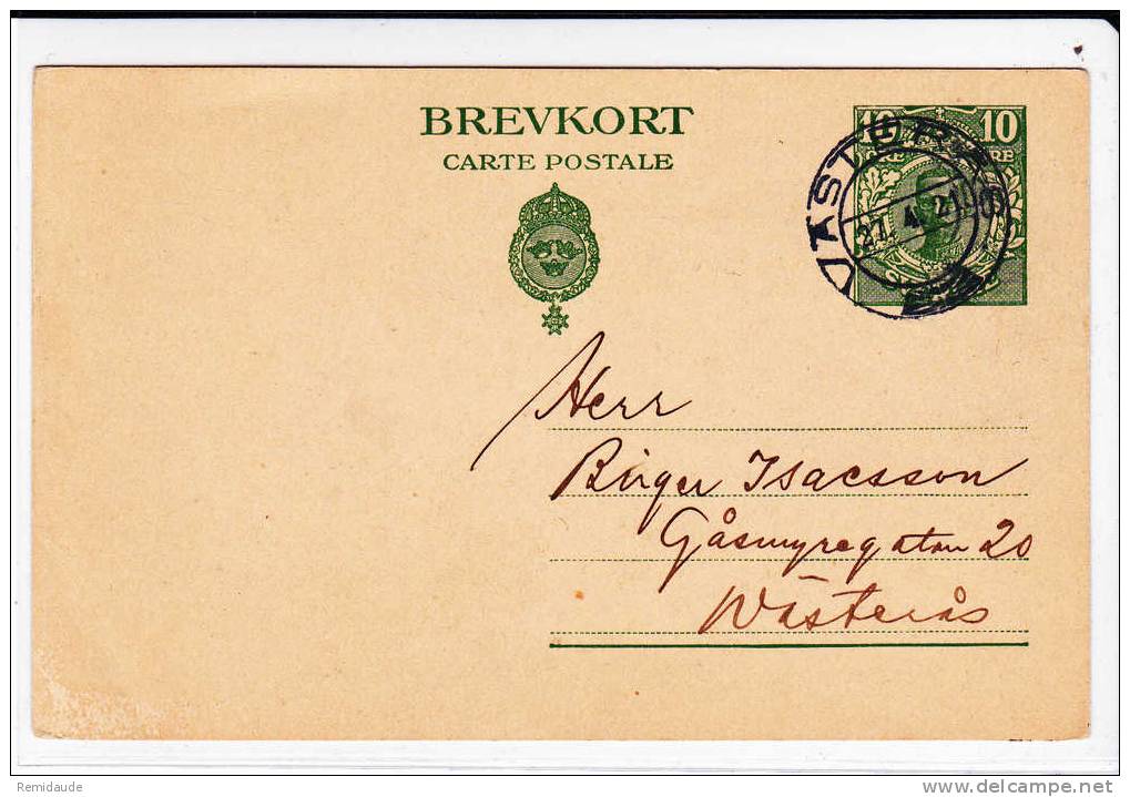 SVERIGE - 1921 - ENTIER CARTE POSTALE De WASTERAS - Postal Stationery