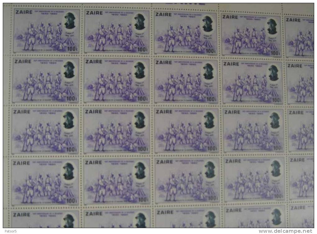 Zaïre 1980 COB 1066/1070 ** MNH  Feuilles Complètes De 50 - 5x50 Séries - Neufs