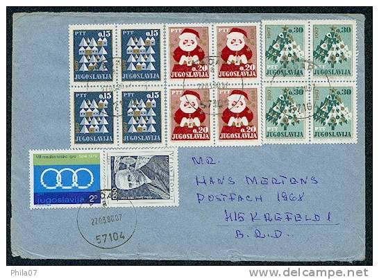 Yugoslavia - Letter With New Year Commemorative Issued Stamps In Block Of 4, And Two Other Stamps. Letter Is Sent From Z - New Year