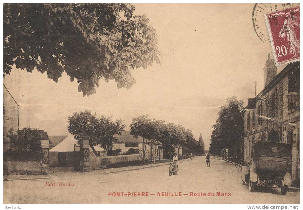 CPA (37)   PONT-PIERRE  -  NEUILLÉ  /  Route Du Mans  - - Neuillé-Pont-Pierre