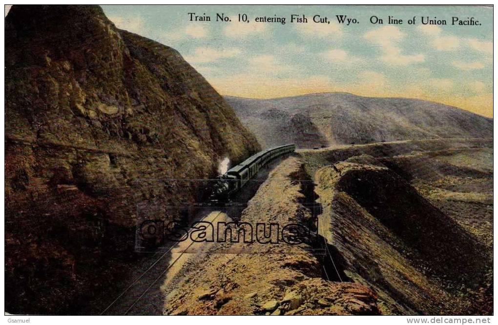 Amérique : Train No. 10, Entering Fish Cut, Wyo. On Line Of  Union Pacific. - (voir Scan Recto-verso)). - Autres & Non Classés