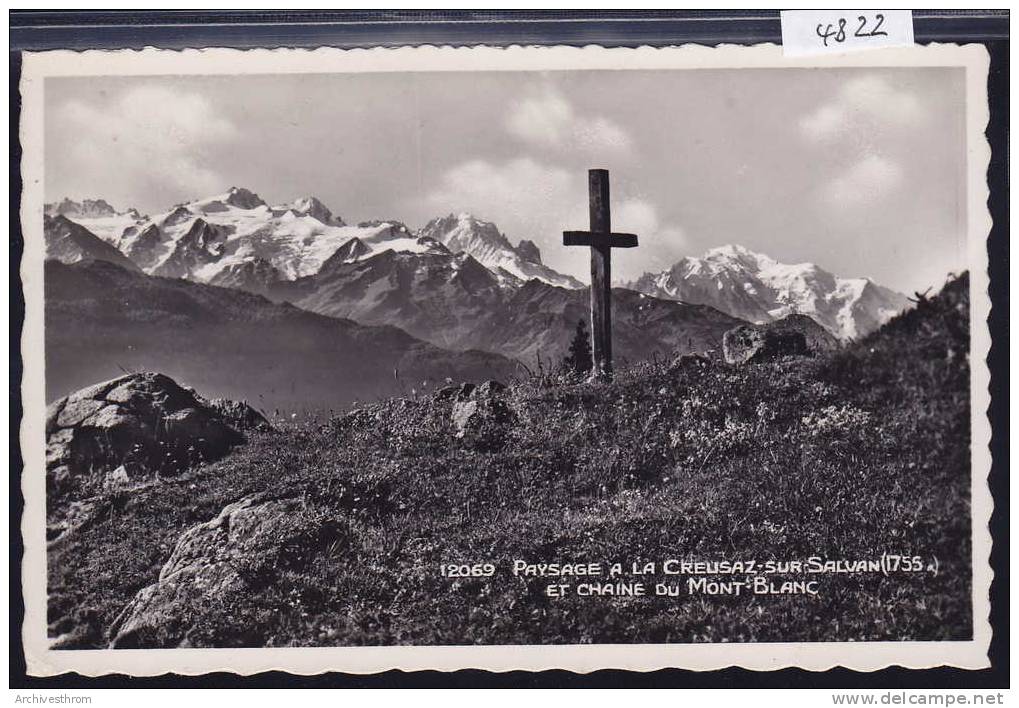 La Creusaz Sur Salvan (1755 M) : Paysage Et Chaîne Du Mont-Blanc (4822) - Salvan