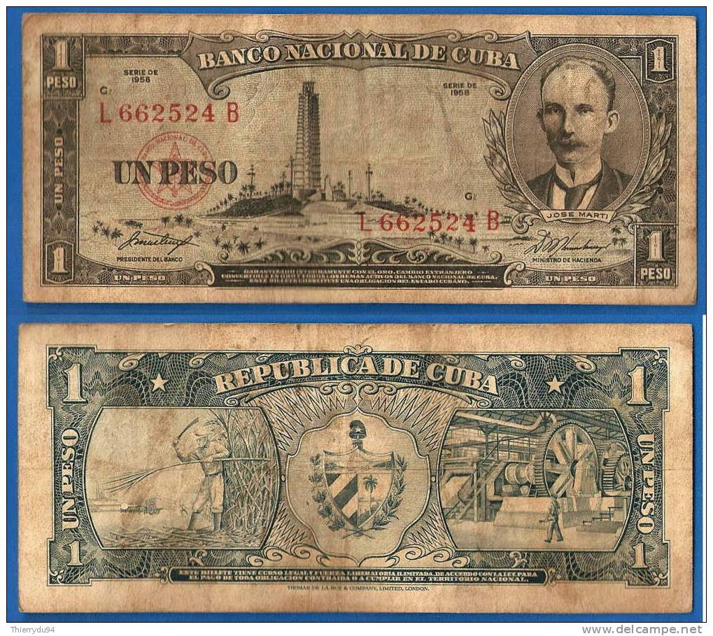 Cuba 1 Peso 1958 Pesos Centavos Centavo Caraibe Caribe Kuba Pesos - Cuba
