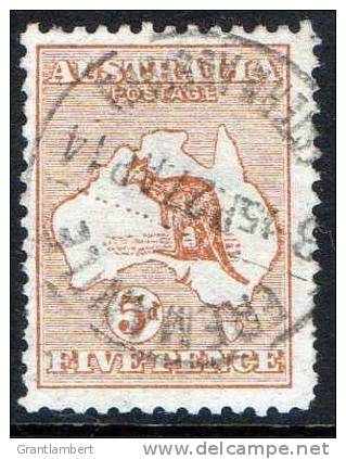 Australia 1913 5d Brown - Chestnut Kangaroo 1st Watermark Used -  SG8 - Fremantle WA - Used Stamps