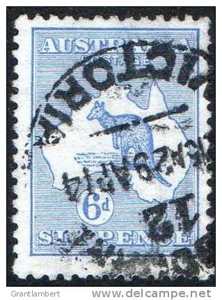 Australia 1913 6d Blue - Ultramarine Kangaroo 1st Watermark Used -  SG9 - Melbourne Victoria 1914 - Gebraucht