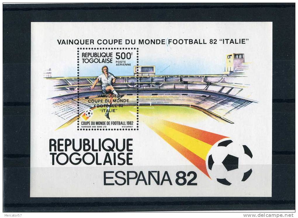 République Togolaise Bloc 163 Coupe Du Monde 82 Vainqueur ITALIE - 1982 – Espagne