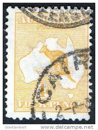 Australia 1913 4d Orange-yellow  Kangaroo 1st Watermark Used - Actual Stamp -  SG6a - Cairns Qld - Used Stamps
