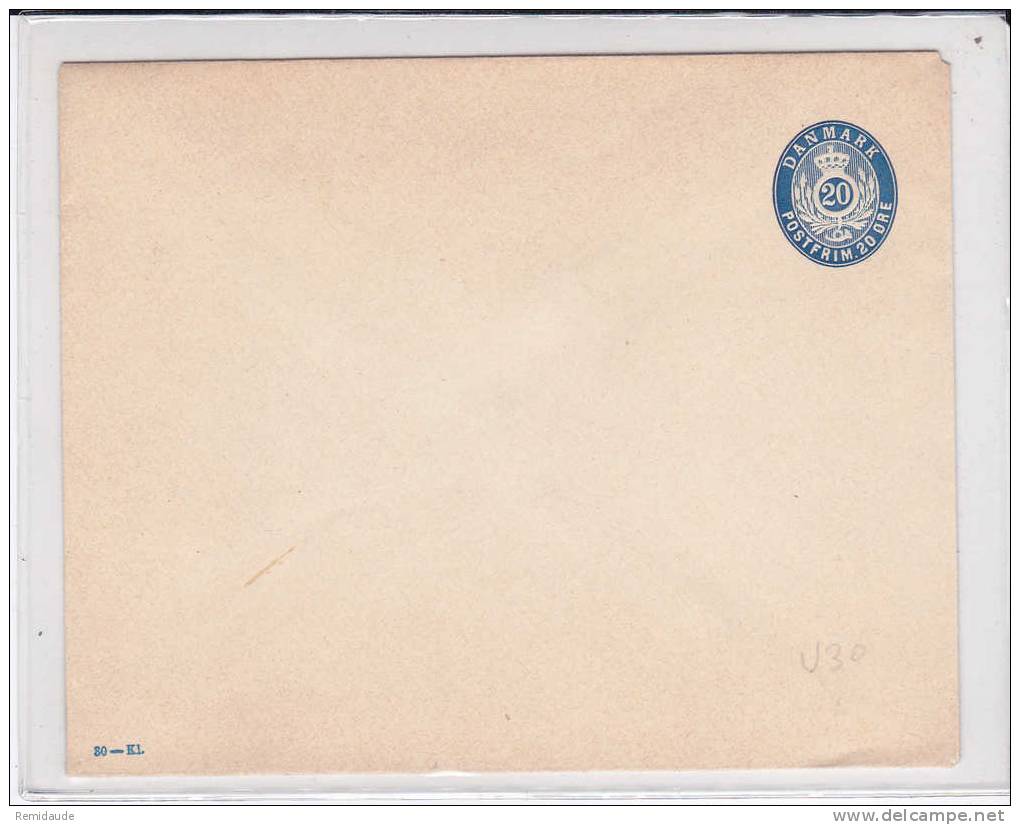 DANMARK - ENVELOPPE ENTIER POSTAL NEUVE - 30 - Postal Stationery
