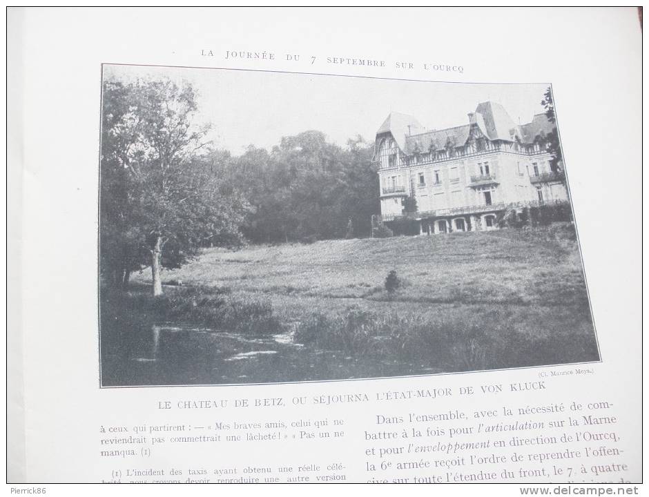 MARCILLY PUISIEUX FERME NOGEON CHATEAU DE BETZ ETAVIGNY BAS BOUILLANCY REEZ Paru Dans HISTOIRE ILLUSTREE GUERRE 1914 - Histoire