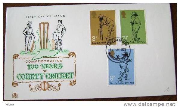 1973 ENGLAND FDC CRICKET 100 YEARS - Cricket