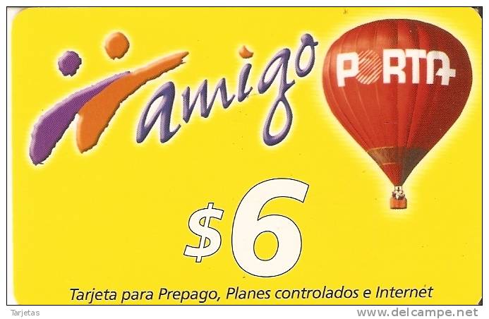 TARJETA DE ECUADOR DE PORTA AMIGO DE 6$  GLOBO - Equateur