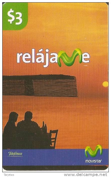 TARJETA DE ECUADOR DE MOVISTAR DE 3$ RELAJAME  PUESTA DE SOL - SUNSET - Ecuador