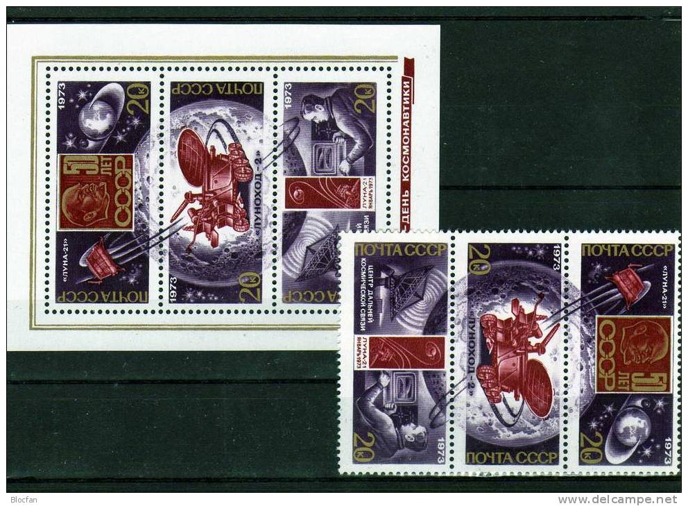 Mondflug Tag Der Kosmonauten 1973 Violett Sowjetunion 4112/4, Block 86 ** Plus O 6€ Bloc Space Sheet Of ÜSSR CCCP SU - Collections