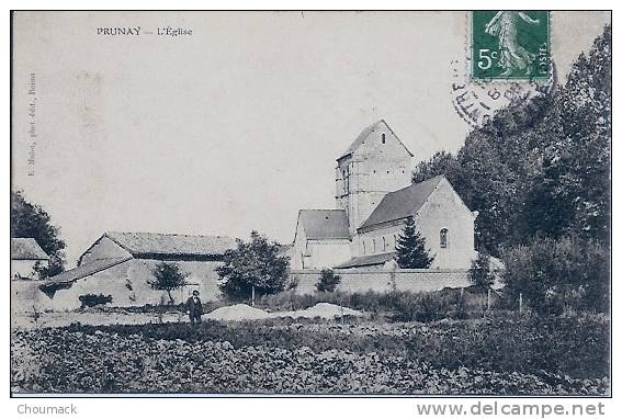 51 PRUNAY 1908 BOURG ET EGLISE - Autres & Non Classés