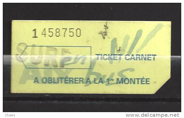 Ticket De Bus SURF. (Voir Commentaires) - Europe