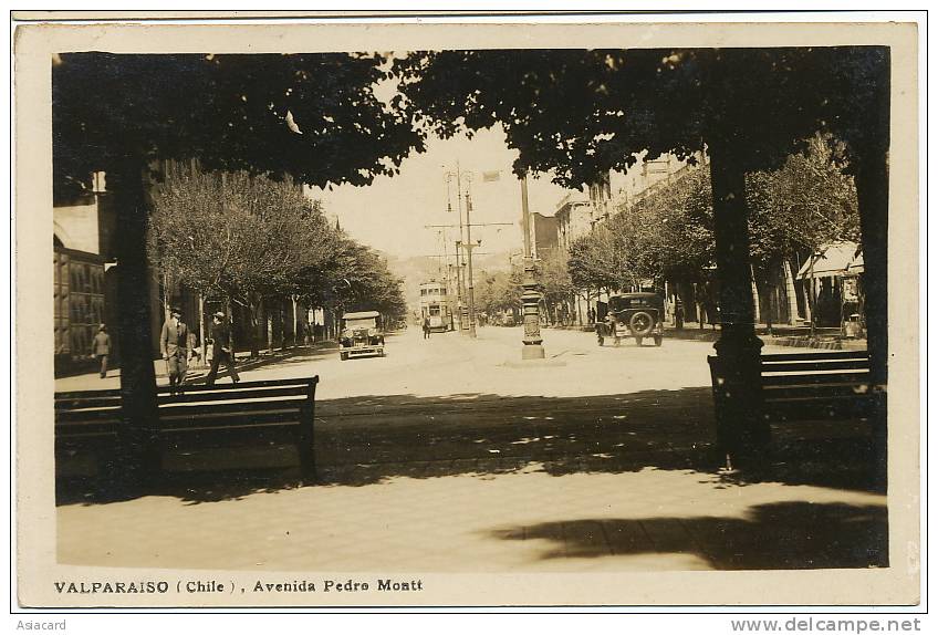 Valparaiso Avenida Pedro Montt Real Photo  Tram Tranvia - Chili