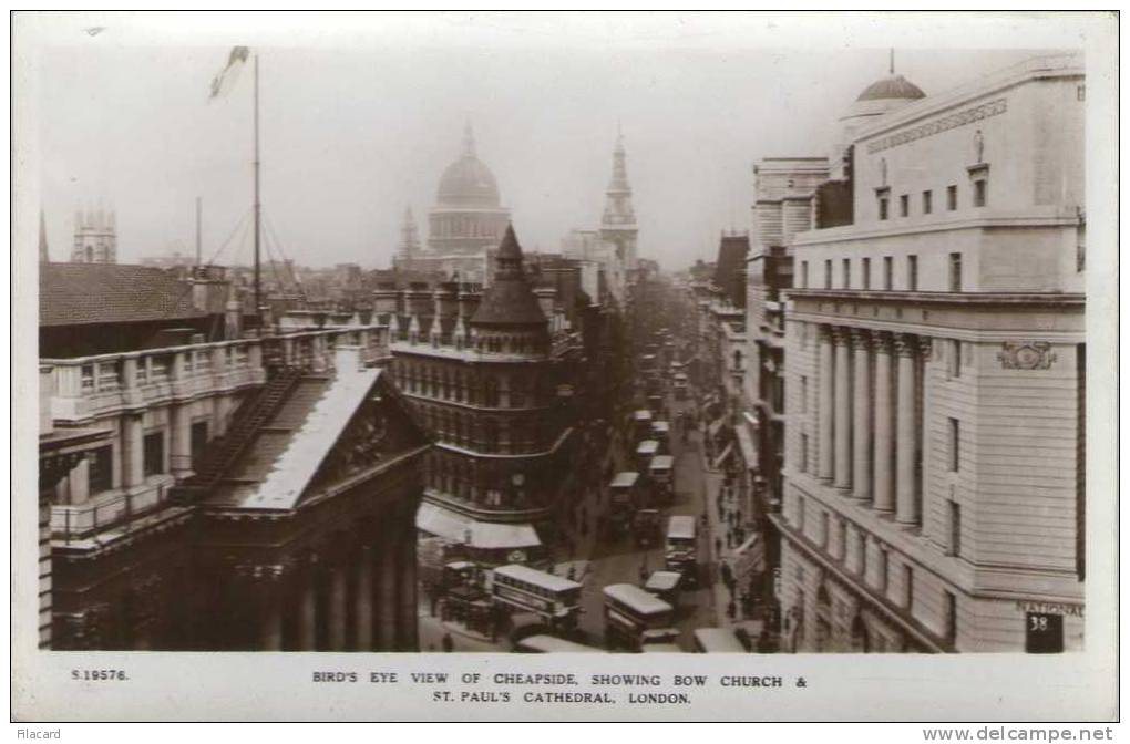 15785   Regno  Unito,  London,   Bow  Church   &   St. Paul"s  Cathedral, Bird"s  Eye  View  Of  Cheapside,  NV - St. Paul's Cathedral