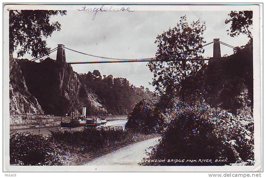 CLIFTON SUSPENSION BRIDGE FROM RIVER BANK. BATEAU A ROUES. - Other & Unclassified