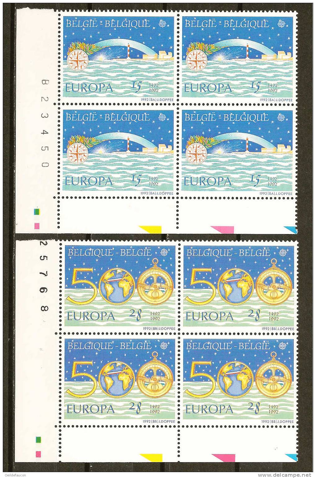 BELGIQUE - COB - Blocs De 4 X 2454/55** - Cote 24 € - 1992