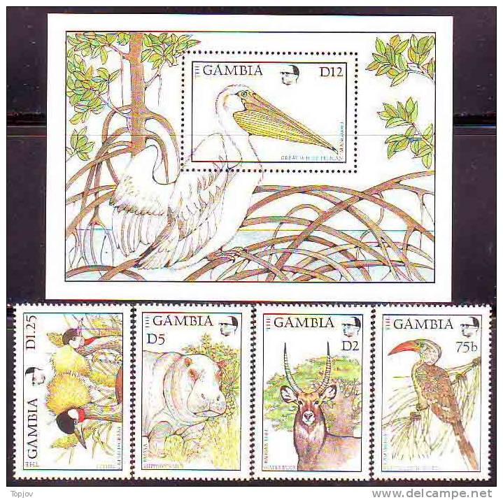 GAMBIA  -  FAUNA AND FLORA - FAUNA Y FLORA  -  1988 - MNH** - Pelikane