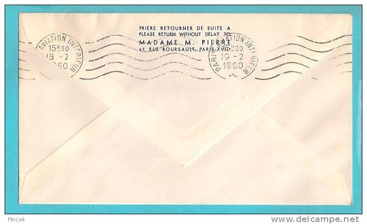 COVER 1ST JET OVER THE POLE 18 FEB. 1960 JAPAN EUROPE BOEING 707 AIR FRANCE - Airmail