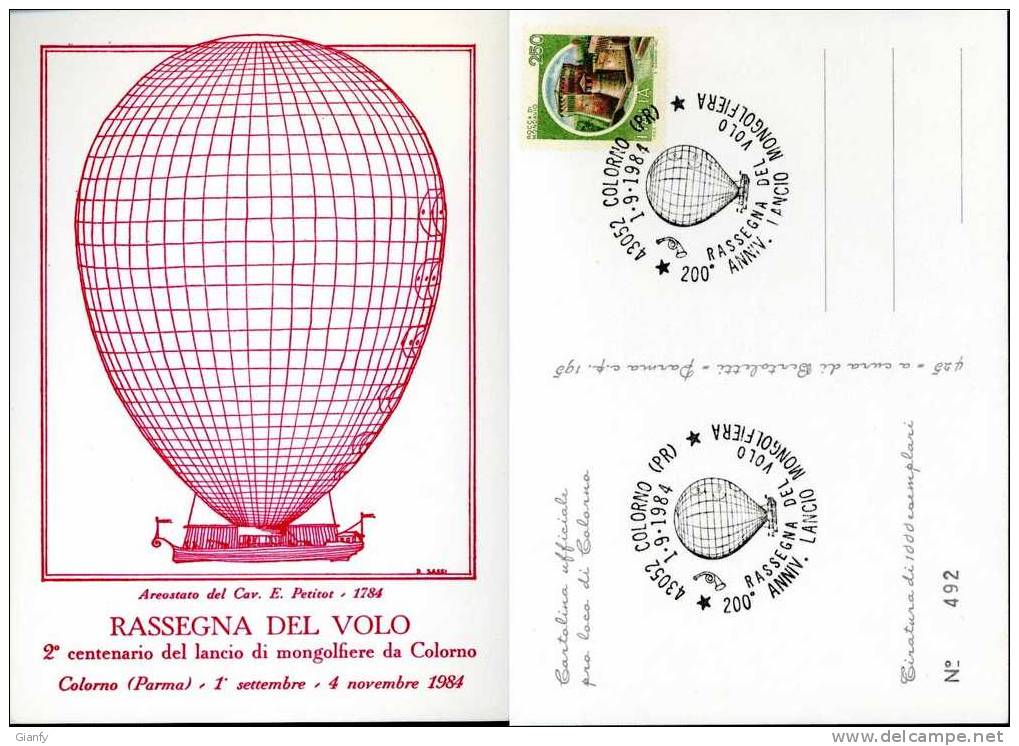 COLORNO LANCIO MONGOLFIERE 1984 ANN SPEC FDC - Luchtballon