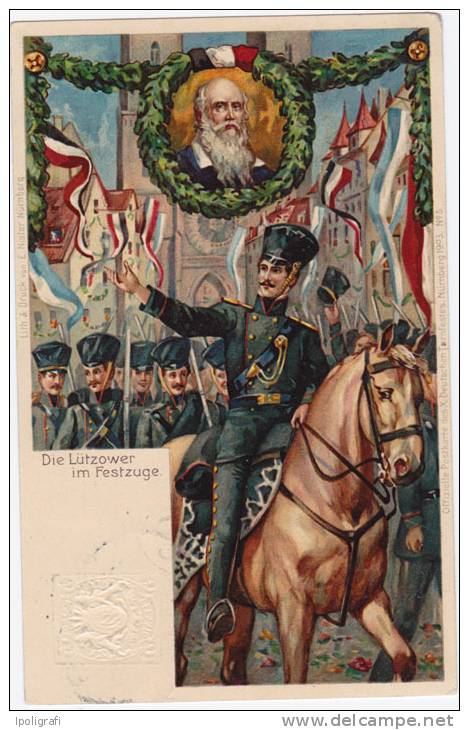 Bayern - 1903 - Official Postcard W/ Cancellation Of The X Turnfest In Nürnberg, Hunter´s Regiment Of Lütozw, 22-7-1903 - Militaria