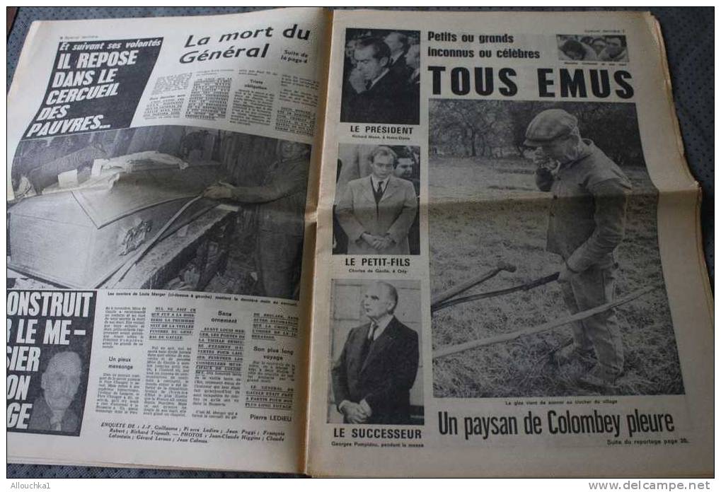 20-NOV-1970 ADIEU MON GENERAL DE GAULLE  JOURNAL SPECIAL SOUVENIR  ADIEU CHARLES BOULEVERSANT ADIEU DE COLOMBEY DECHIRA - 1950 - Heute