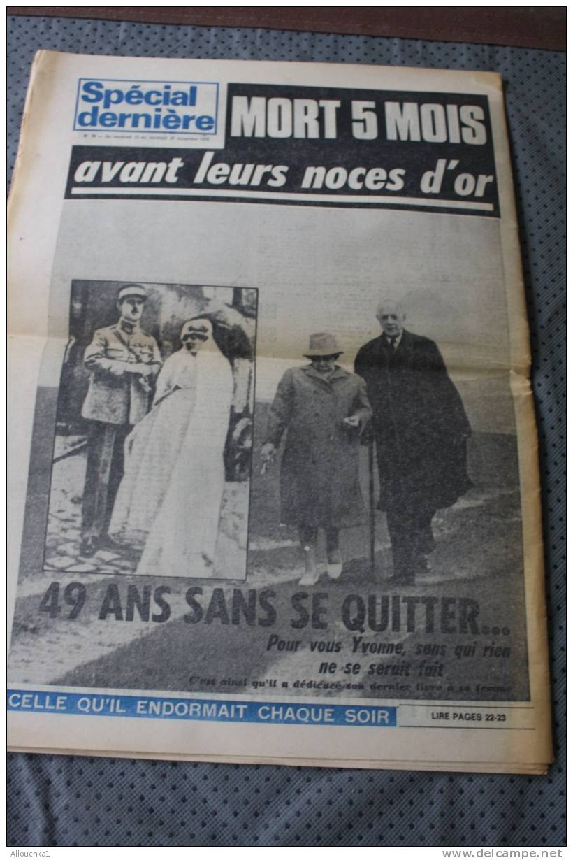 20-NOV-1970 ADIEU MON GENERAL DE GAULLE  JOURNAL SPECIAL SOUVENIR  ADIEU CHARLES BOULEVERSANT ADIEU DE COLOMBEY DECHIRA