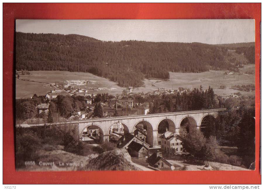 L951 Couvet, Le Viaduc. Sepia. Cachet 1923 Vers Sion. Phototypie 6655 - Couvet