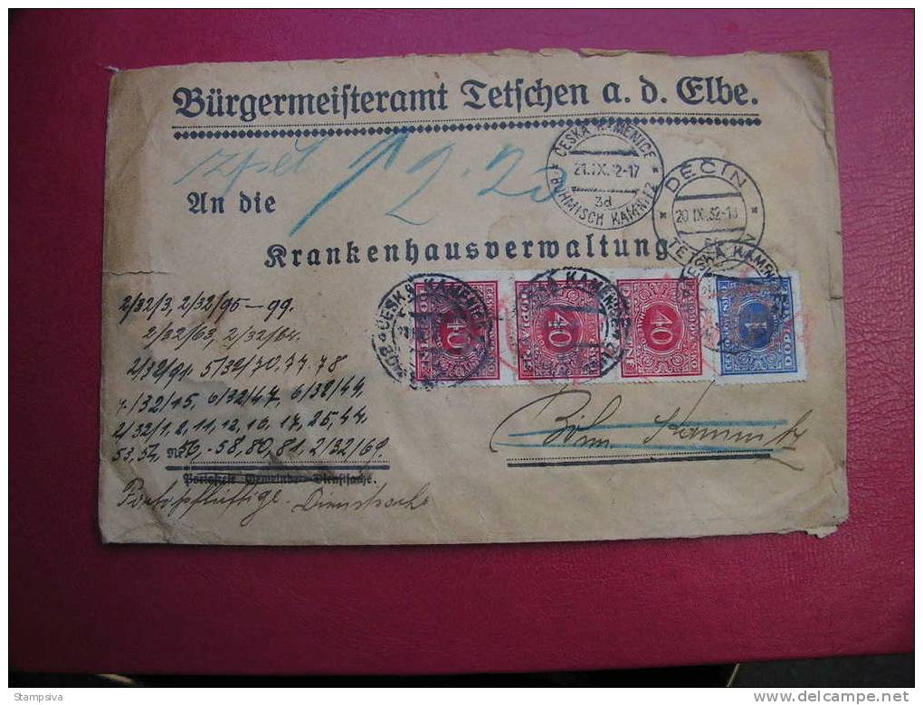 == CSR 1932 , Tetschen Decin - Nachporto , Taxe ..kl. Mängel.. - Cartas & Documentos