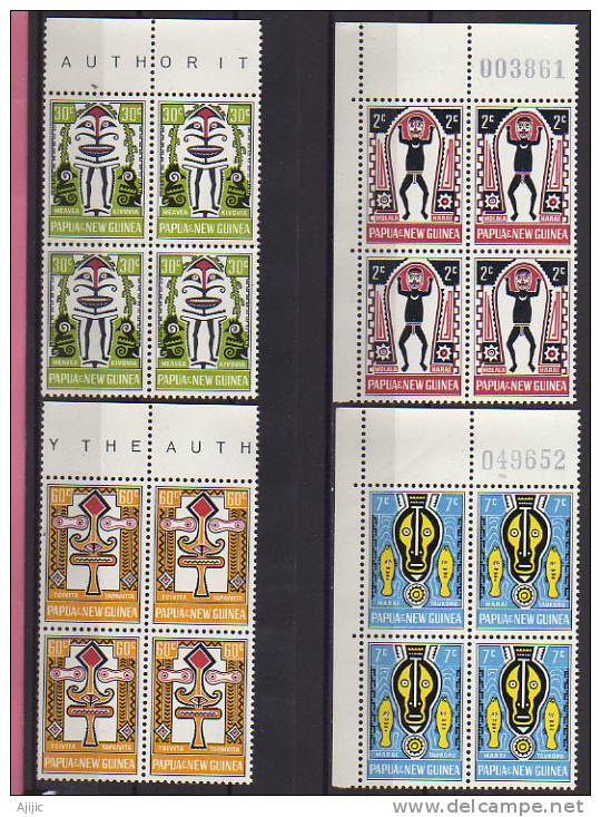 PAPOUASIE. Folklore Et Masques. Yv.# 94/7. Neufs **  Blocs De 4  . Cote  15.00 € - Papúa Nueva Guinea